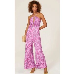 Hutch Charlie Halter Print Wide Leg Jumpsuit